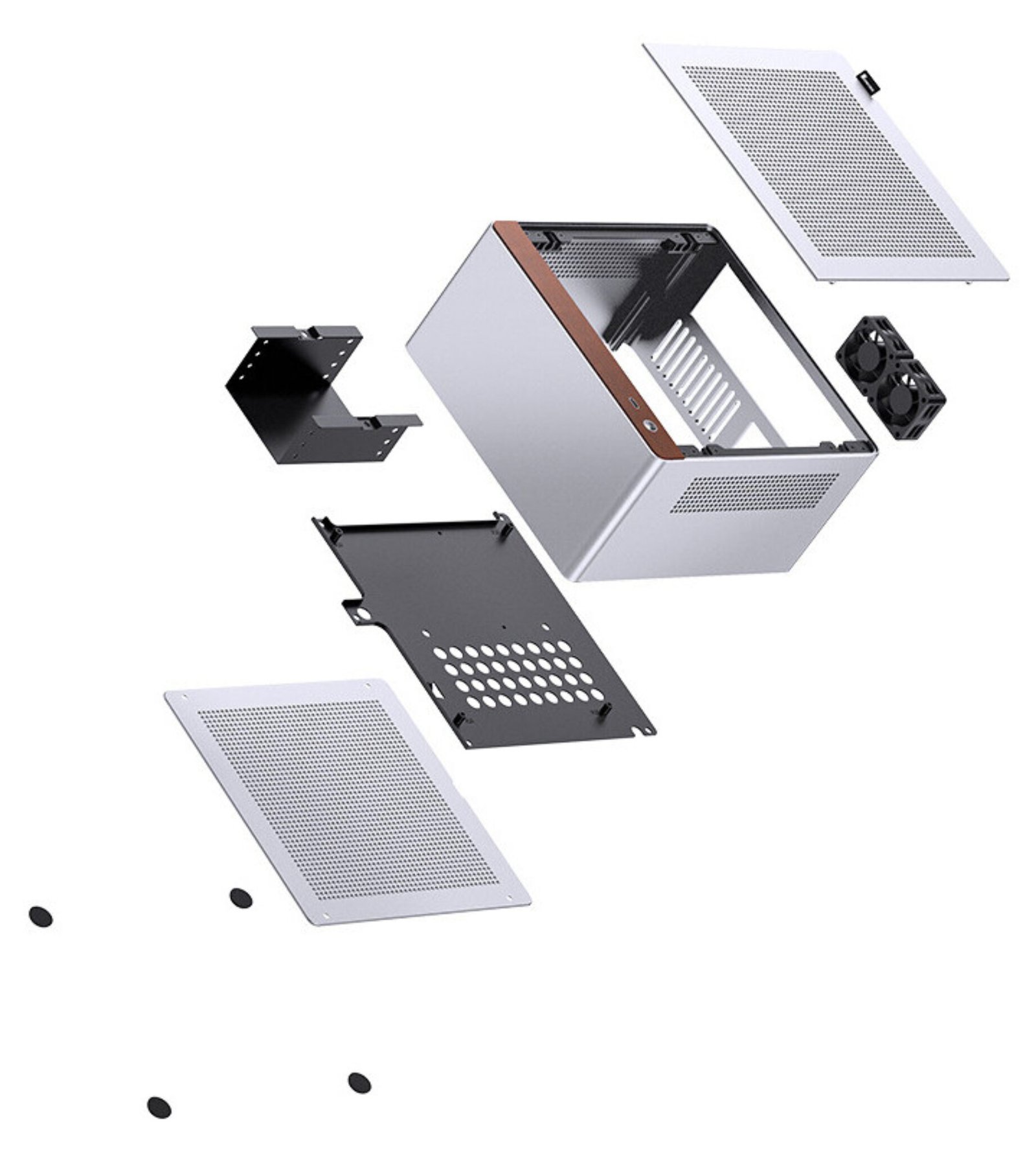 Boîtier PC Mini-ITX Jonsbo NV10 Argenté - Compact, En Aluminium, Support GPU Bas Profil, Port USB-C, 1.5 Kg