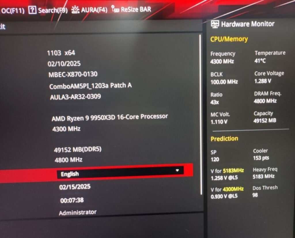 Ryzen 9 9950X3D and 9900X3D Leaked Bios