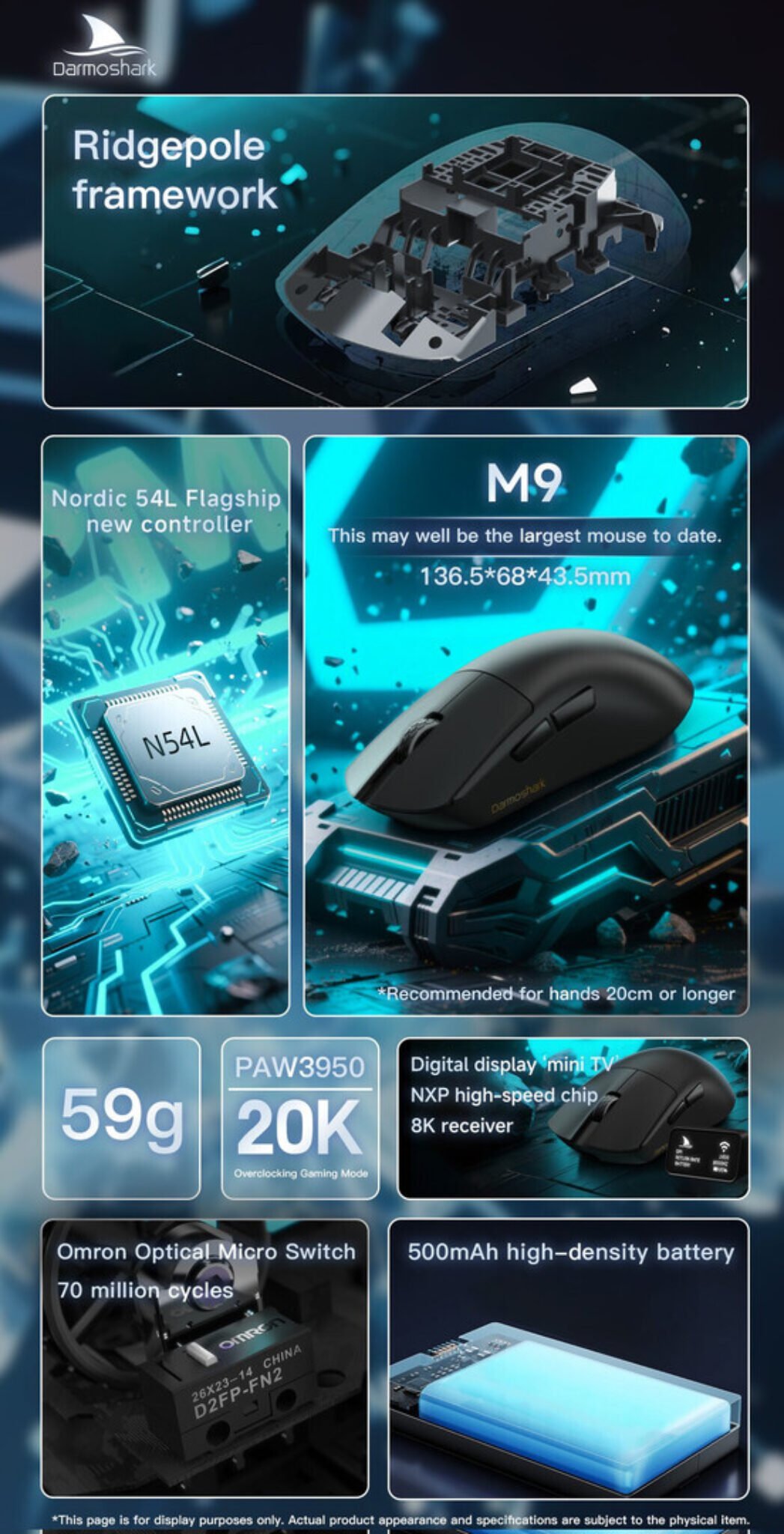 Darmoshark M9 Wireless Mouse Launched with PAW3950 Sensor, 8KHz Polling ...