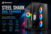 Sharkoon Launches Steel Shark ATX Case with Dual-Chamber Layout, ARGB Fans, and BTF Support